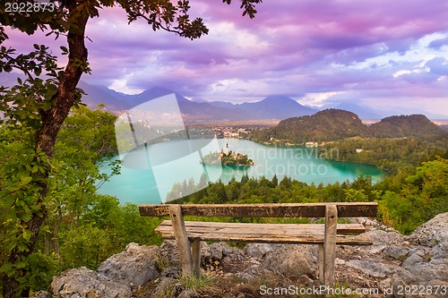 Image of Lake Bled in Julian Alps, Slovenia.