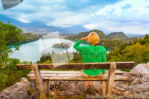 Image of Lake Bled in Julian Alps, Slovenia.