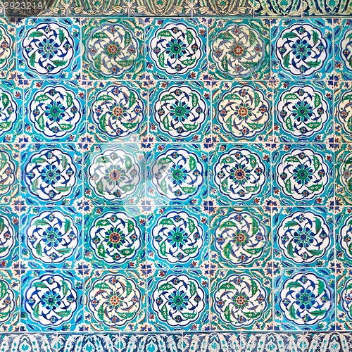 Image of Oriental mosaic detail in Topkapi Palace, Istanbul, Turkey.