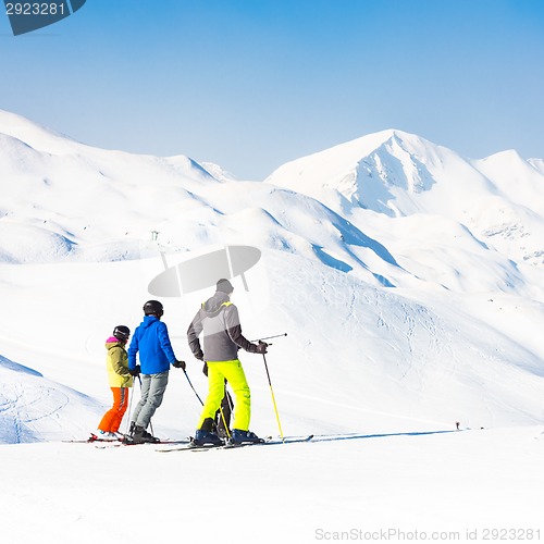 Image of Family on ski vacations.