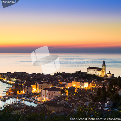 Image of Piran at sunset, Slovenia.