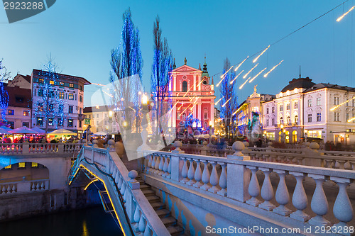 Image of Preseren's square, Ljubljana, Slovenia, Europe.