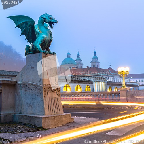 Image of Dragon bridge (Zmajski most), Ljubljana, Slovenia.