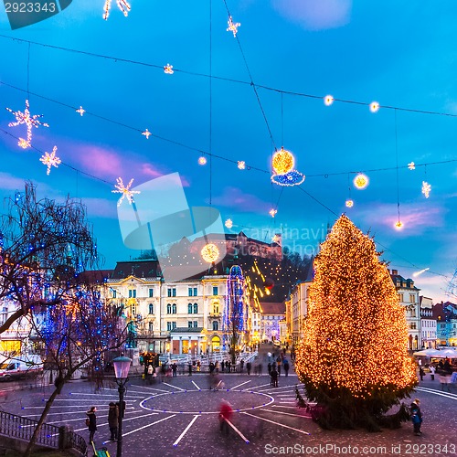 Image of Preseren's square, Ljubljana, Slovenia, Europe.