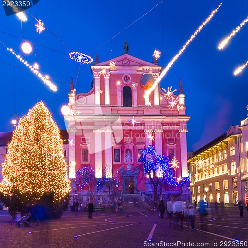 Image of Preseren's square, Ljubljana, Slovenia, Europe.