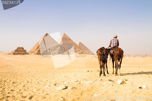 Image of Great pyramids in Giza valley, Cairo, Egypt