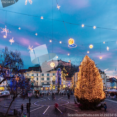 Image of Preseren's square, Ljubljana, Slovenia, Europe.