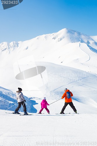 Image of Family on ski vacations.