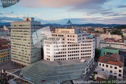 Image of Ljubljana, at sunset; Slovenia, Europe.