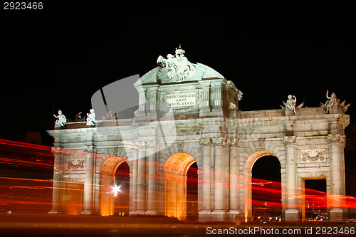 Image of Puerta de Alcala, Madrid, Spain at night.