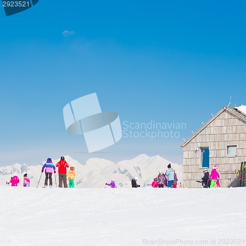 Image of Children on ski vacations.