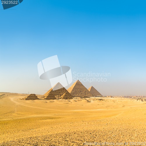 Image of Great pyramids in Giza valley, Cairo, Egypt