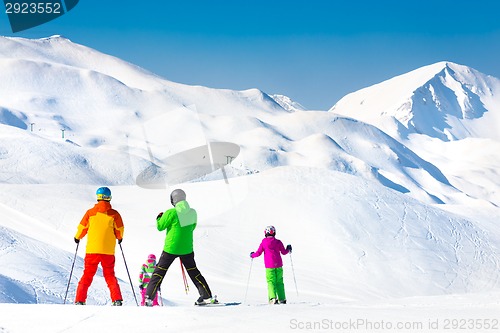 Image of Family on ski vacations.