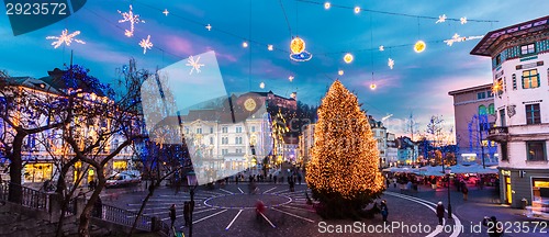 Image of Preseren's square, Ljubljana, Slovenia, Europe.