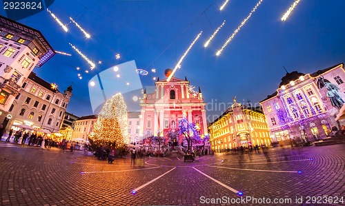 Image of Preseren's square, Ljubljana, Slovenia, Europe.