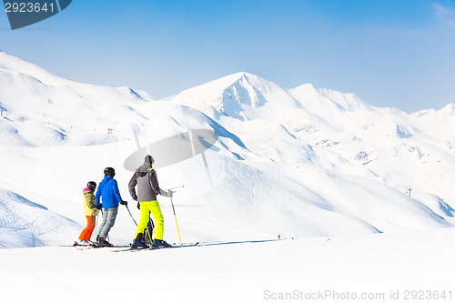 Image of Family on ski vacations.