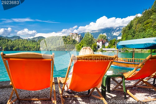 Image of Lake Bled in Julian Alps, Slovenia.