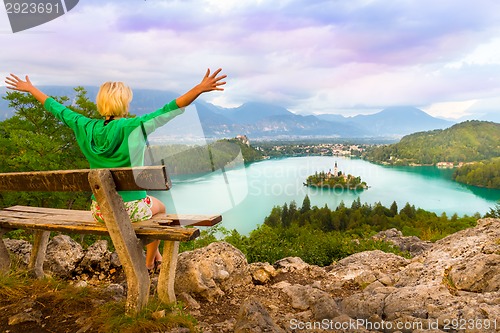 Image of Lake Bled in Julian Alps, Slovenia.