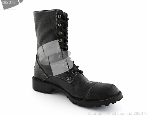 Image of Army style black leather boot