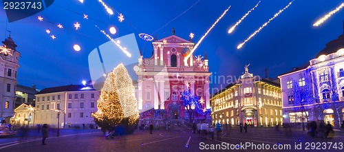 Image of Preseren's square, Ljubljana, Slovenia, Europe.