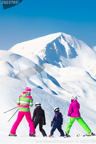 Image of Family on ski vacations.