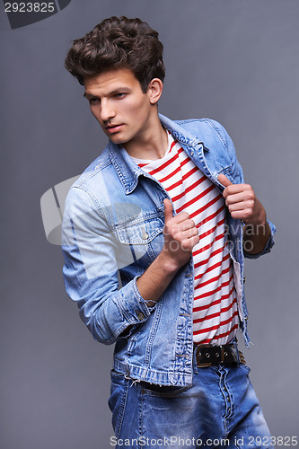Image of Male fashion model with modern haircut