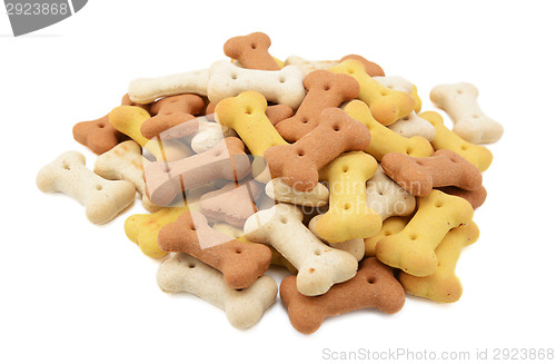 Image of Mixed dried dog biscuits, isolated on a white background