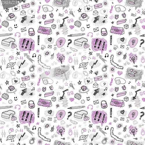 Image of Accessories. Hand drawn seamless pattern.