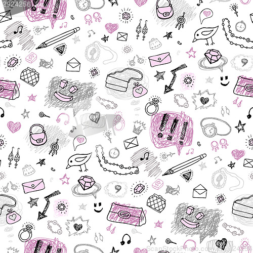 Image of Accessories. Hand drawn seamless pattern.