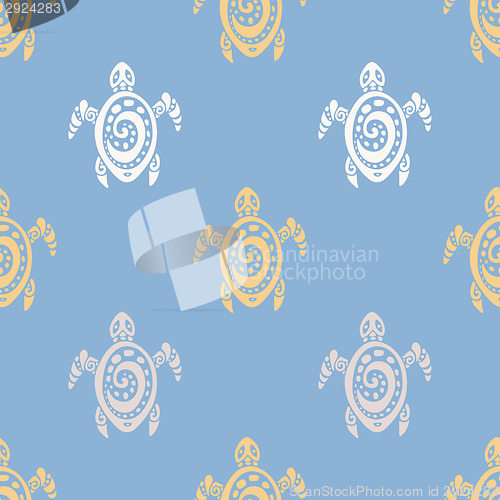 Image of Sea Turtles.  Seamless Vector pattern.