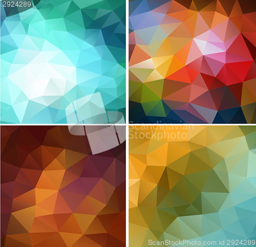 Image of Set of four colorful abstract geometric background