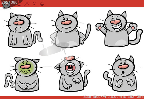 Image of cat emotions cartoon illustration set