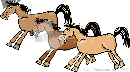 Image of horses or mustangs cartoon illustration