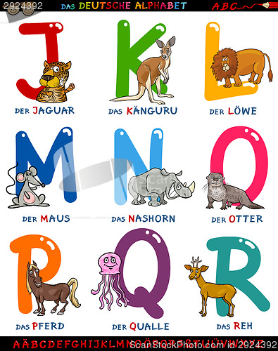Image of cartoon german alphabet with animals