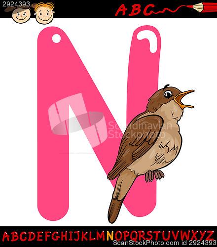 Image of letter n for nightingale cartoon illustration