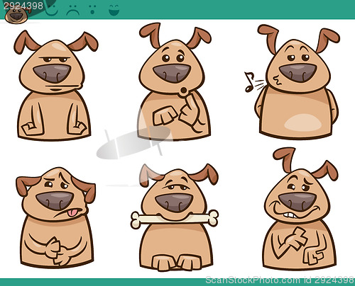 Image of dog emotions cartoon illustration set