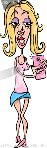 Image of girl doing selfie photo cartoon