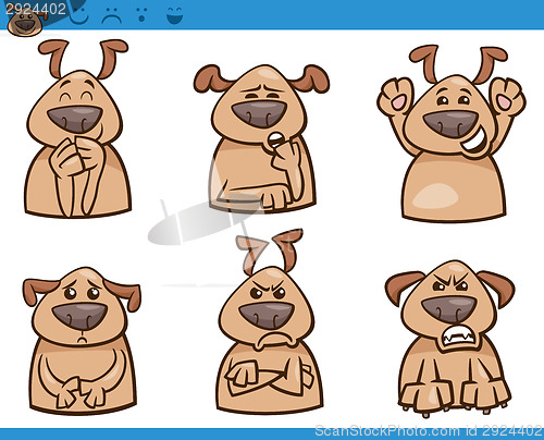 Image of dog emotions cartoon illustration set