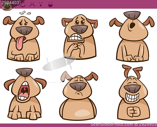 Image of dog emotions cartoon illustration set