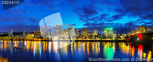 Image of Downtown Portland cityscape at the night time