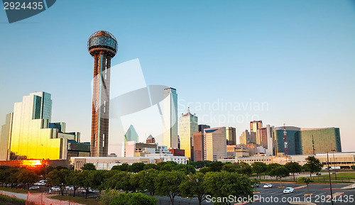Image of Dallas cityscape in the evening