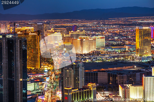 Image of Overview of downtown Las Vegas in the night 
