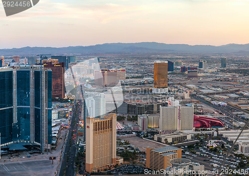 Image of Overview of downtown Las Vegas in the evening