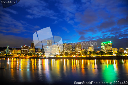 Image of Downtown Portland cityscape at the night time