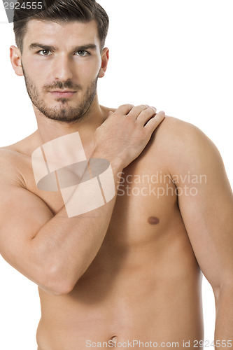 Image of Handsome shirtless naked young man