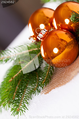 Image of Shiny bright copper colored Christmas balls