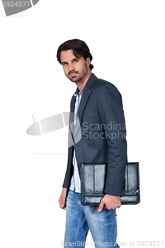 Image of Handsome stylish man carrying a briefcase