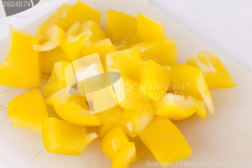 Image of Pile of Chopped Yellow Pepper
