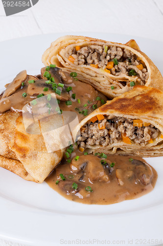 Image of Savory mince pancakes or tortillas