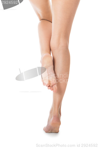 Image of Elegant long bare female legs